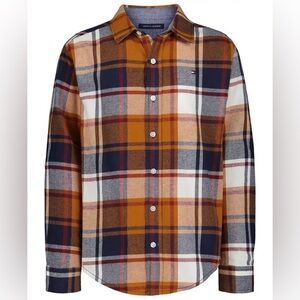 Tommy Hilfiger Glazed Ginger Plaid Flannel Long-Sleeve Shirt, S(8) - NWT